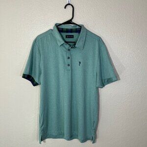 William Murray Green Tartan Plaid Trim Golf Polo Shirt Large L